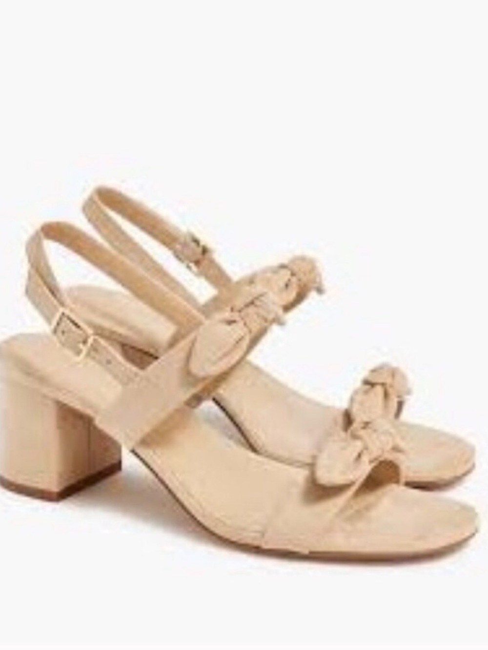 J. Crew Sandstone Sueded Double Knot Slingback Block Heel Sandals Size 7 NIB